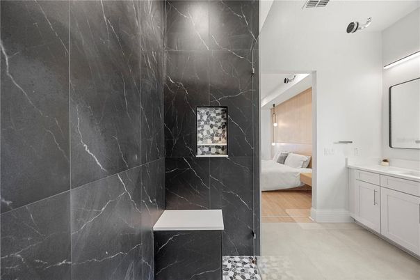Bathroom, Bedroom, Interior, Marble Walls, Wood Texture Flooring