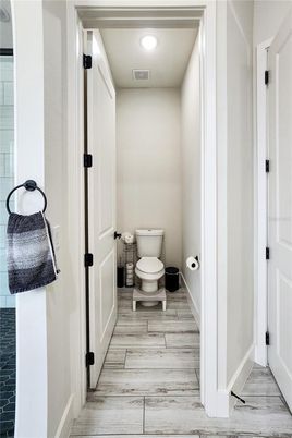 Bathroom, Interior, Recessed Lighting, Wood Texture Flooring