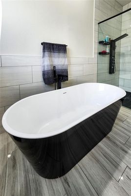 Bathroom, Free Standing Baths, Interior, Wood Texture Flooring