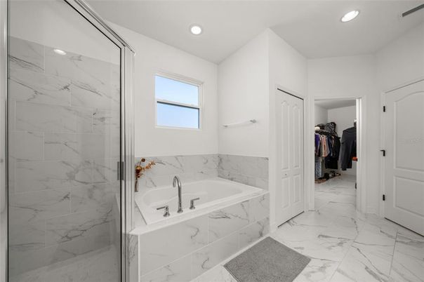 Bathroom, Interior, Marble, Marble Walls, Recessed Lighting, Walk-in Closets