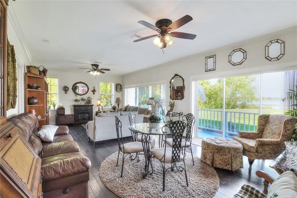 Dining room, Fireplace, Interior, Living room, Wood Texture Flooring