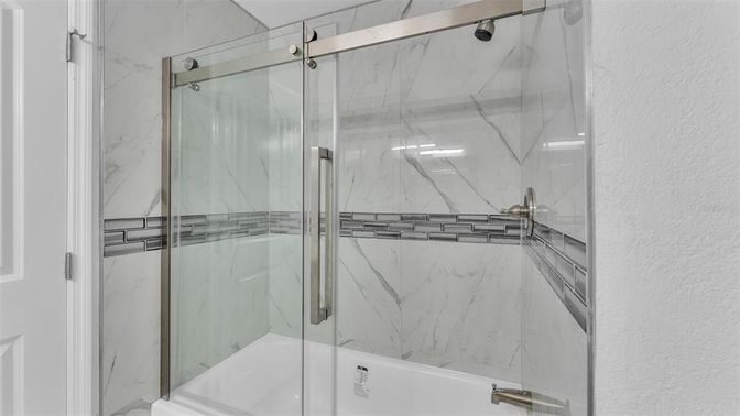 Bathroom, Glass Shower, Interior, Marble Walls