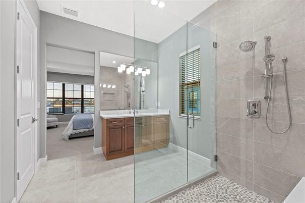 Bathroom, Glass Shower, Interior, Pendant Lights, Recessed Lighting