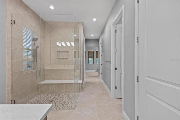 Bathroom, Glass Shower, Interior, Recessed Lighting