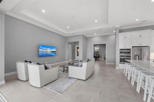 Interior, Living room, Recessed Lighting, Stainless Steel Appliances