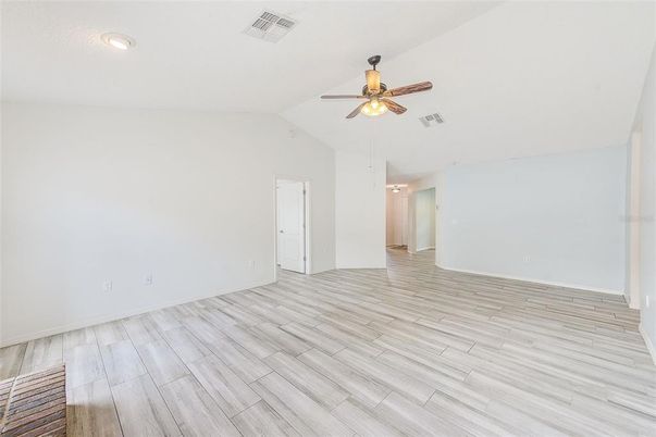Empty room, Interior, Recessed Lighting, Wood Texture Flooring