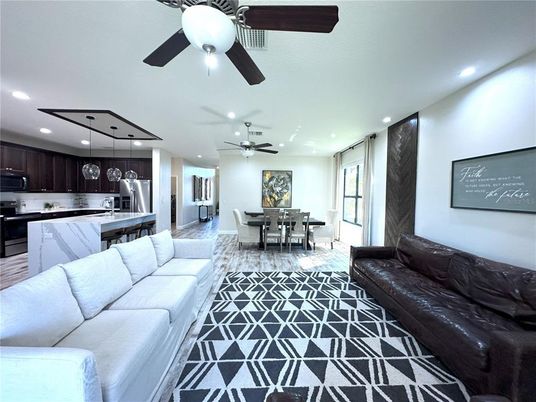Dining room, Interior, Kitchen, Living room, Recessed Lighting, Stainless Steel Appliances