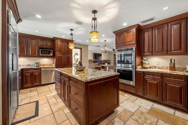 Interior, Kitchen, Pendant Lights, Recessed Lighting, Stainless Steel Appliances