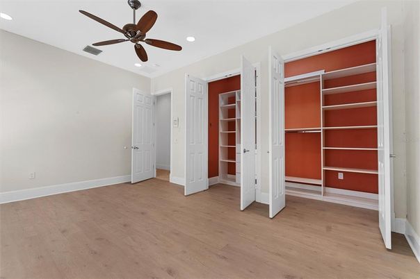 Empty room, Interior, Recessed Lighting, Walk-in Closets, Wood Texture Flooring
