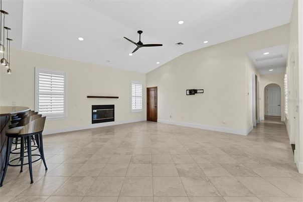 Empty room, Fireplace, Interior, Pendant Lights, Recessed Lighting