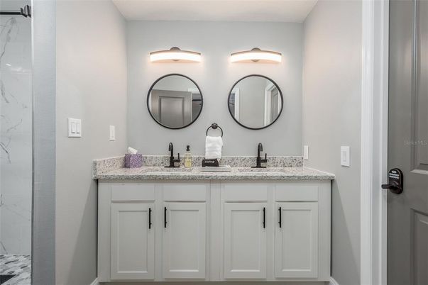 Bathroom, Dual Sink Vanities, Interior, Marble Walls