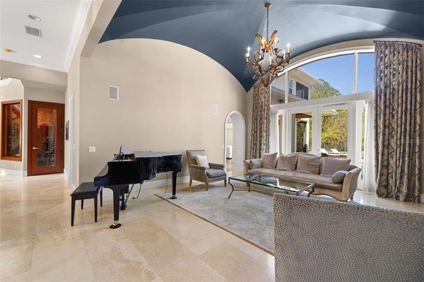 Chandelier, Interior, Living room, Piano, Recessed Lighting