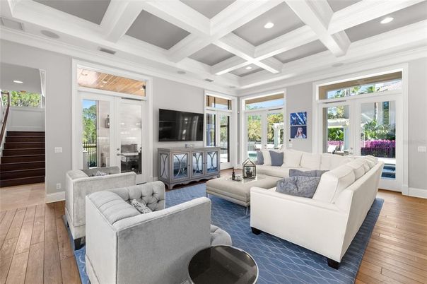 Interior, Living room, Recessed Lighting, Wood Texture Flooring