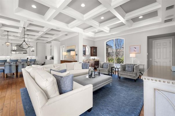 Dining room, Interior, Kitchen, Living room, Pendant Lights, Recessed Lighting, Wood Texture Flooring