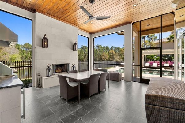 Exterior, Fireplace, Wooden Ceilings