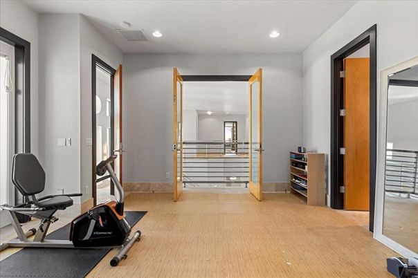 Fitness Equipment, Interior, Recessed Lighting, Wood Texture Flooring