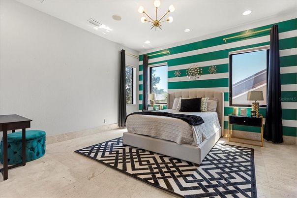 Bedroom, Interior, Pendant Lights, Recessed Lighting