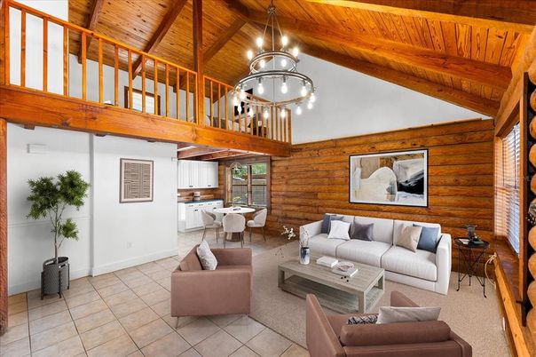 Chandelier, Dining room, Interior, Living room, Pendant Lights, Wooden Beams, Wooden Ceilings, Wooden Walls