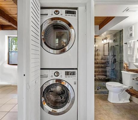 Bathroom, Glass Shower, Interior, Utility Closets, Washer