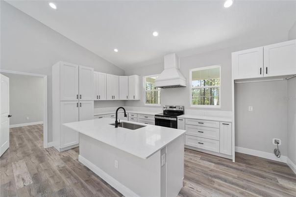 Interior, Kitchen, Recessed Lighting, Wood Texture Flooring