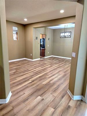 Empty room, Interior, Pendant Lights, Recessed Lighting, Wood Texture Flooring