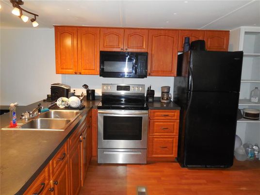 Interior, Kitchen, Stainless Steel Appliances, Wood Texture Flooring
