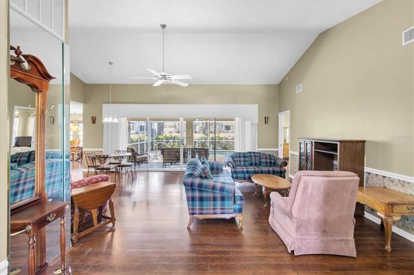 Dining room, Interior, Living room, Pendant Lights, Wood Texture Flooring