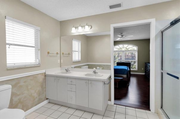 Bathroom, Dual Sink Vanities, Interior, Wood Texture Flooring
