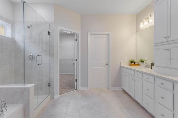 Bathroom, Dual Sink Vanities, Glass Shower, Interior