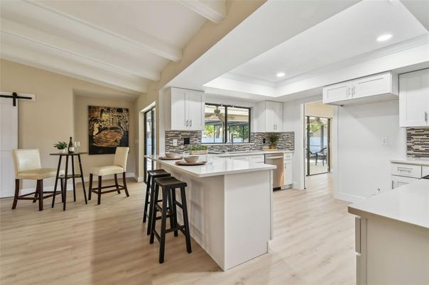 Interior, Kitchen, Recessed Lighting, Wood Texture Flooring