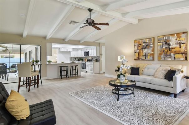 Dining room, Interior, Kitchen, Living room, Wood Texture Flooring