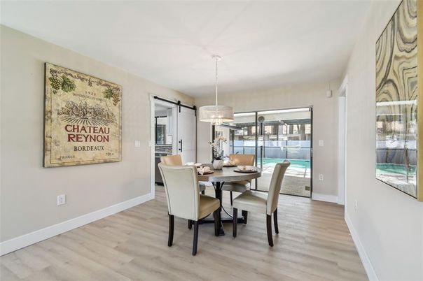 Chandelier, Dining room, Interior, Pendant Lights, Wood Texture Flooring