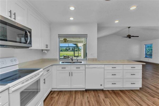 Interior, Kitchen, Recessed Lighting, Wood Texture Flooring