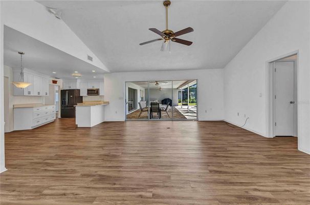 Interior, Kitchen, Pendant Lights, Recessed Lighting, Wood Texture Flooring
