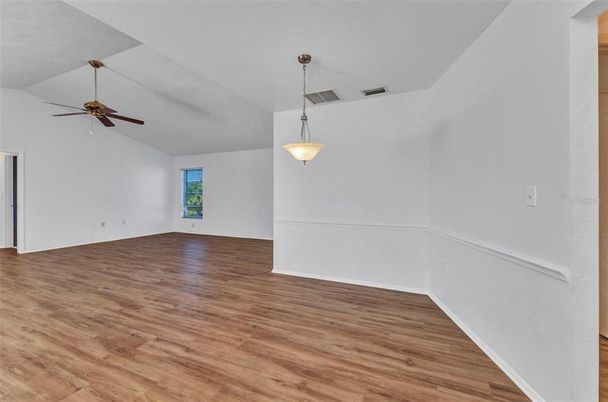 Empty room, Interior, Pendant Lights, Wood Texture Flooring