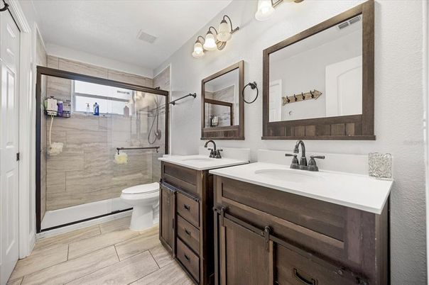 Bathroom, Dual Sink Vanities, Glass Shower, Interior
