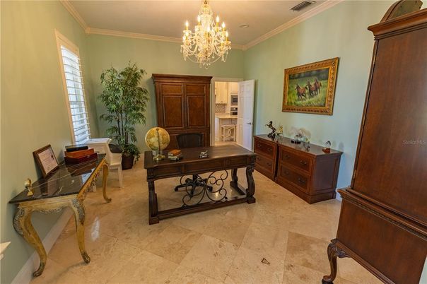 Chandelier, Home Office, Interior, Recessed Lighting