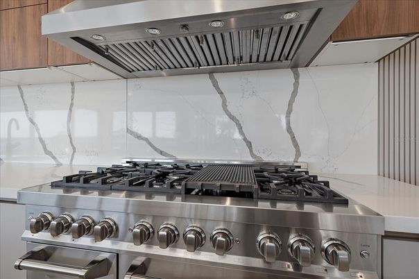 Interior, Kitchen, Marble Walls, Stainless Steel Appliances