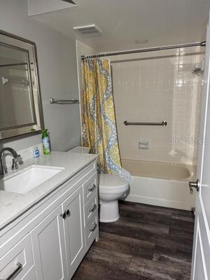Bathroom, Glass Shower, Interior, Wood Texture Flooring