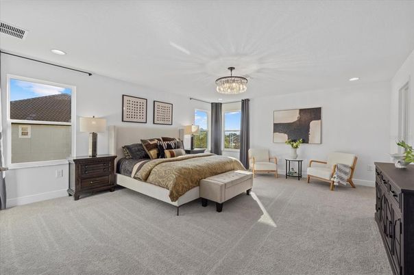 Bedroom, Chandelier, Interior, Recessed Lighting