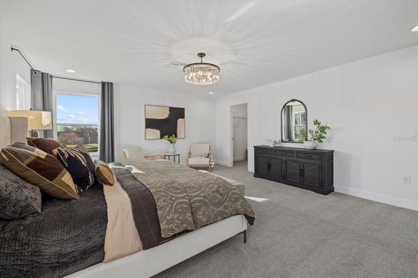 Bedroom, Chandelier, Interior, Recessed Lighting