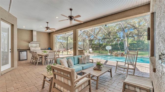 Dining room, Glass Ceilings, Interior, Living room, Pool, Recessed Lighting, Sun Room