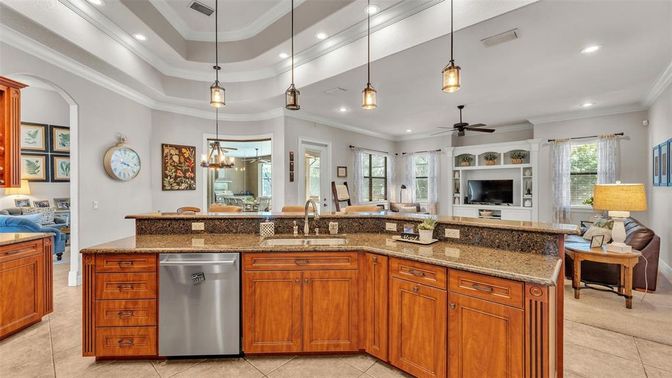 Dining room, Interior, Kitchen, Pendant Lights, Recessed Lighting