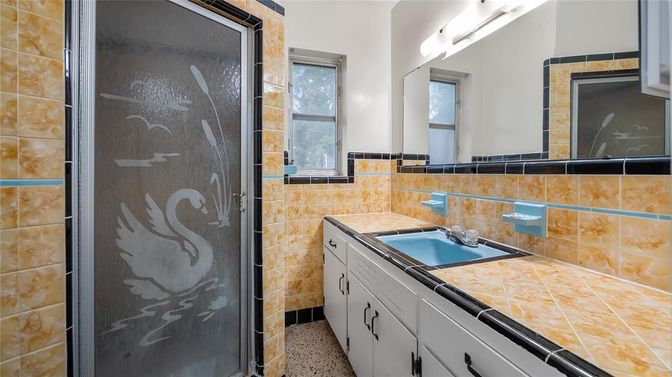 Bathroom, Glass Shower, Interior, Tile Countertops
