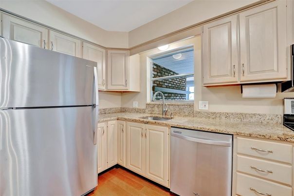 Interior, Kitchen, Stainless Steel Appliances, Wood Texture Flooring