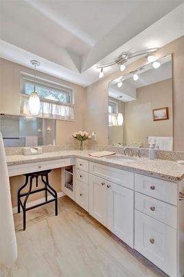 Bathroom, Dual Sink Vanities, Interior, Marble, Pendant Lights