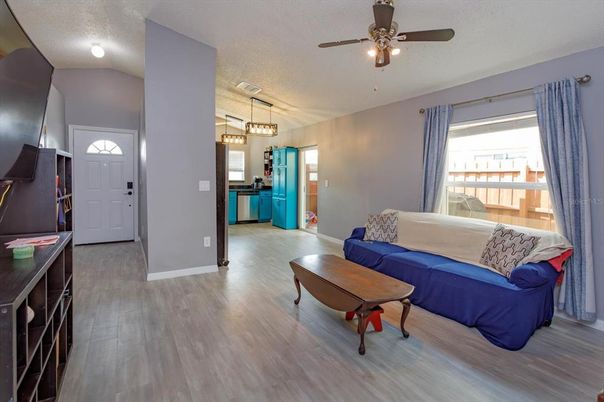 Interior, Living room, Pendant Lights, Wood Texture Flooring