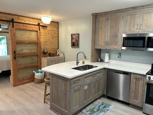 Interior, Kitchen, Stainless Steel Appliances, Wood Texture Flooring