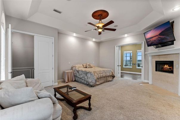 Bedroom, Fireplace, Interior, Living room, Recessed Lighting
