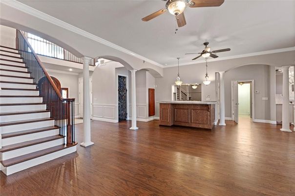 Chandelier, Interior, Pendant Lights, Recessed Lighting, Wood Texture Flooring